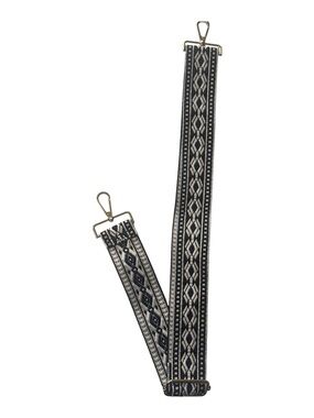 Adjustable Replacement Purse Strap Black Cream White with Geometric Pattern